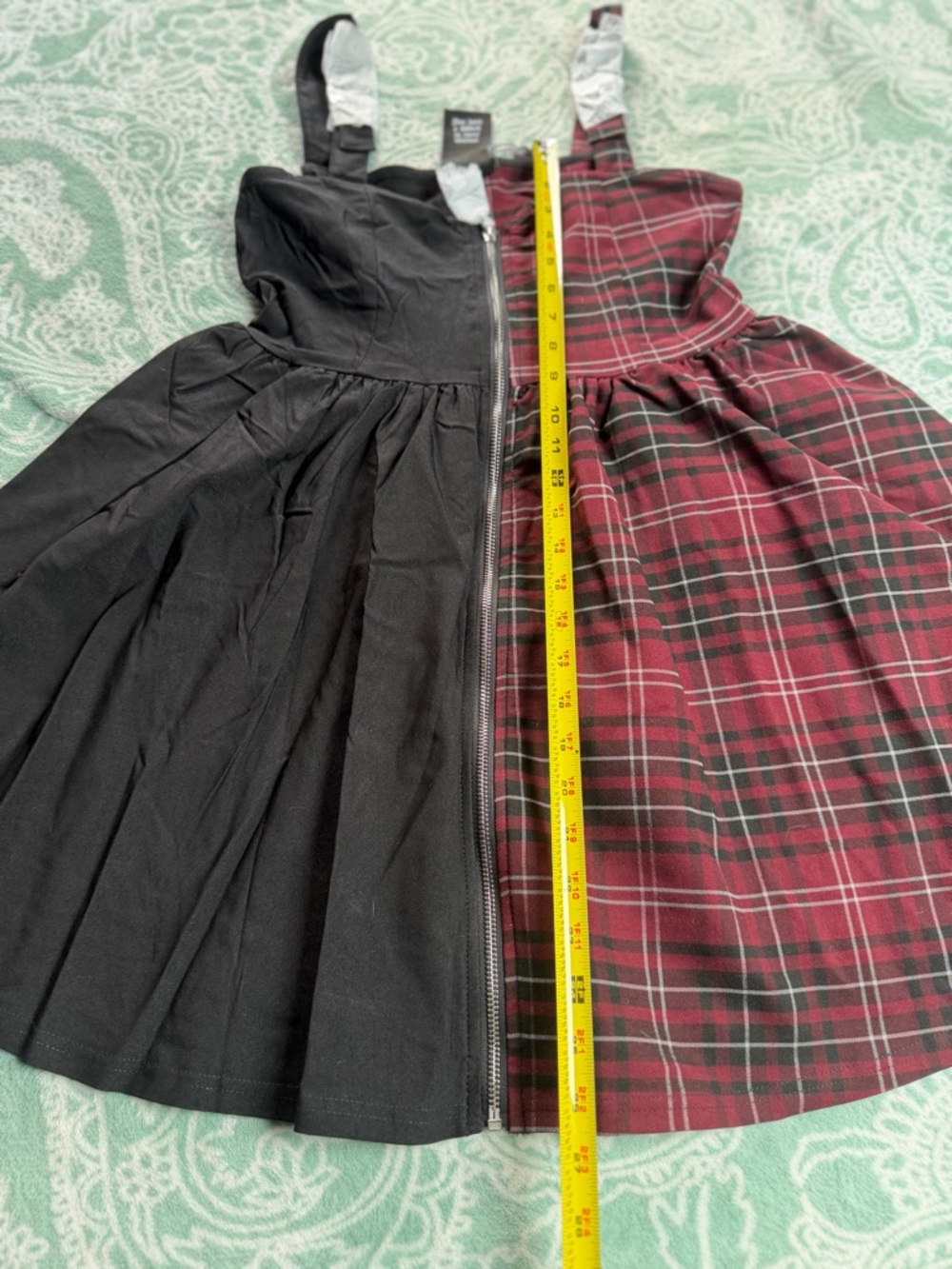 KILLSTAR Black and Burgundy Plaid Dress with Zipper Size M New With Tags - Picture 7 of 9